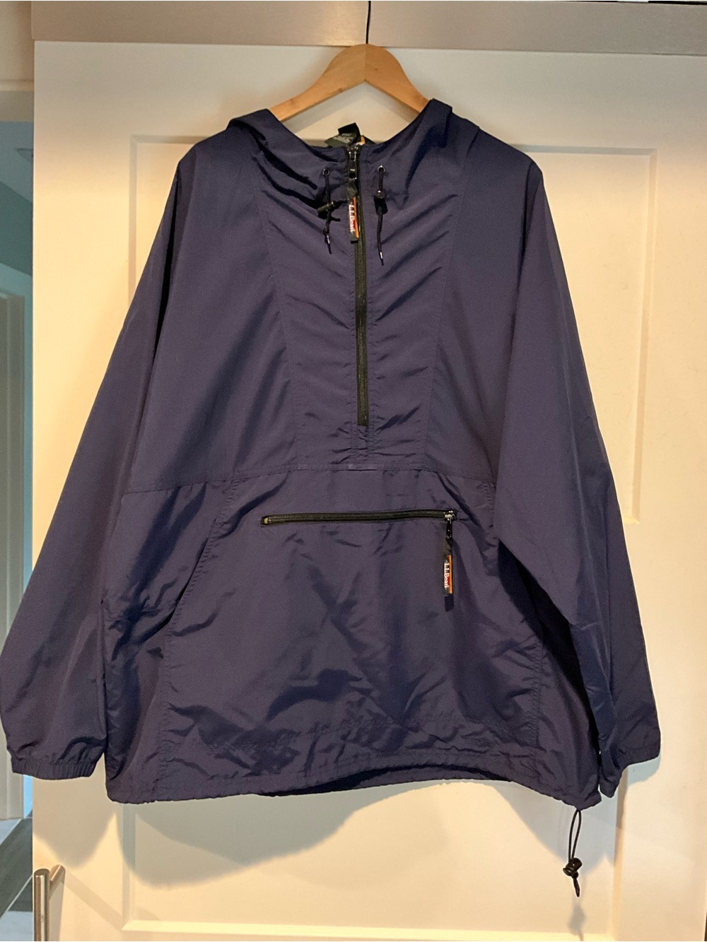 L.L. Bean Navy Hooded Pullover Windbreaker
